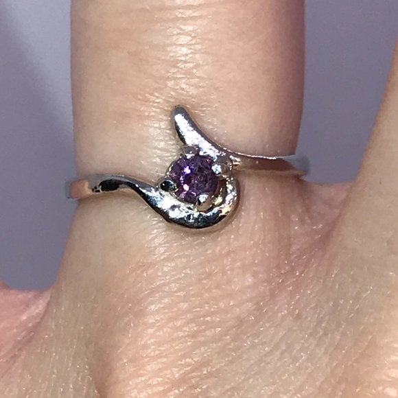 Amethyst Cz Purple U Shaped Ring, Size 5 1/2 - Picture 6 of 8